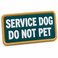 Service Dog Do Not Pet embroidered hook-and-loop patch, teal with gold border