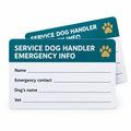 Service dog handler emergency info wallet card with write-in fields