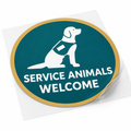 Service Animals Welcome round static window cling for businesses