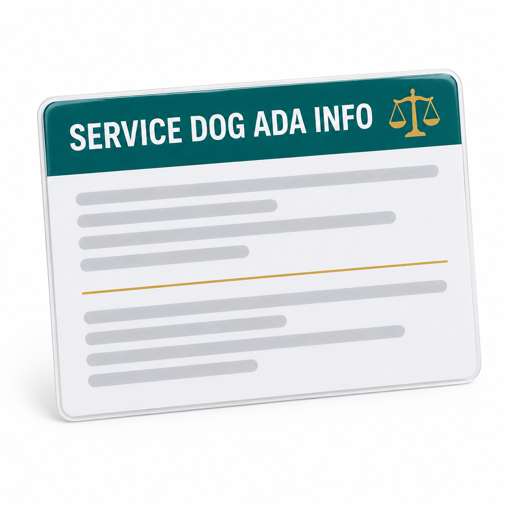 ADA service dog rights laminated pocket card