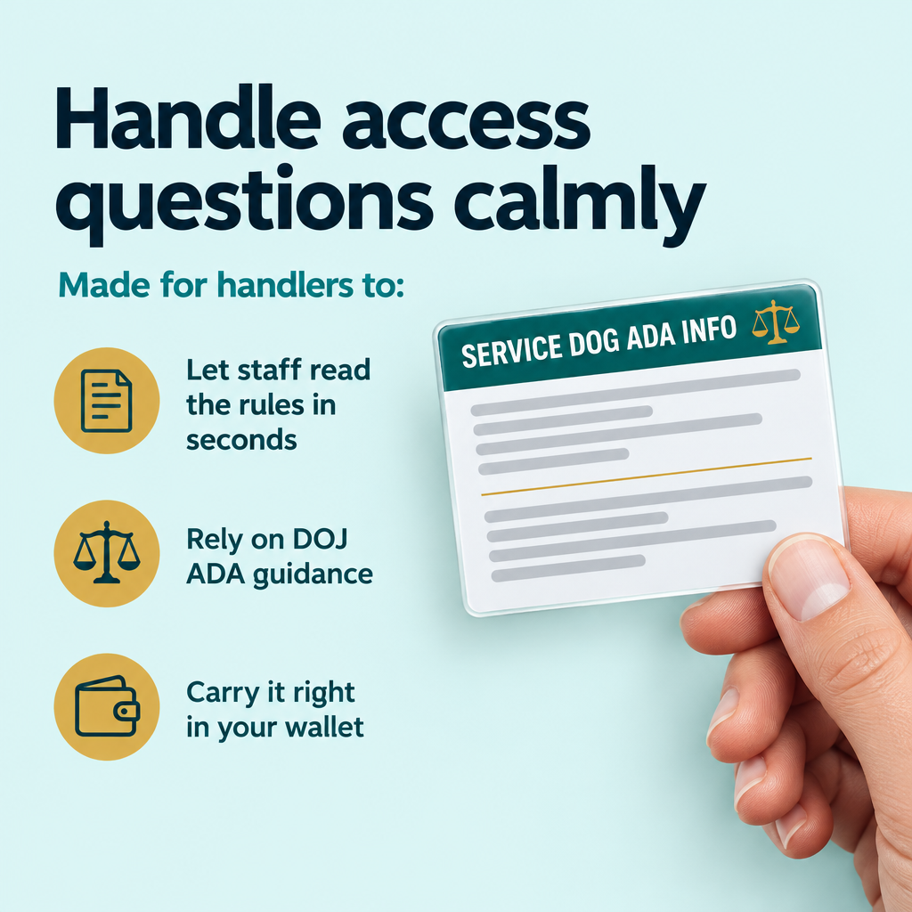 ADA service dog card benefits: staff read the rules in seconds, based on DOJ guidance