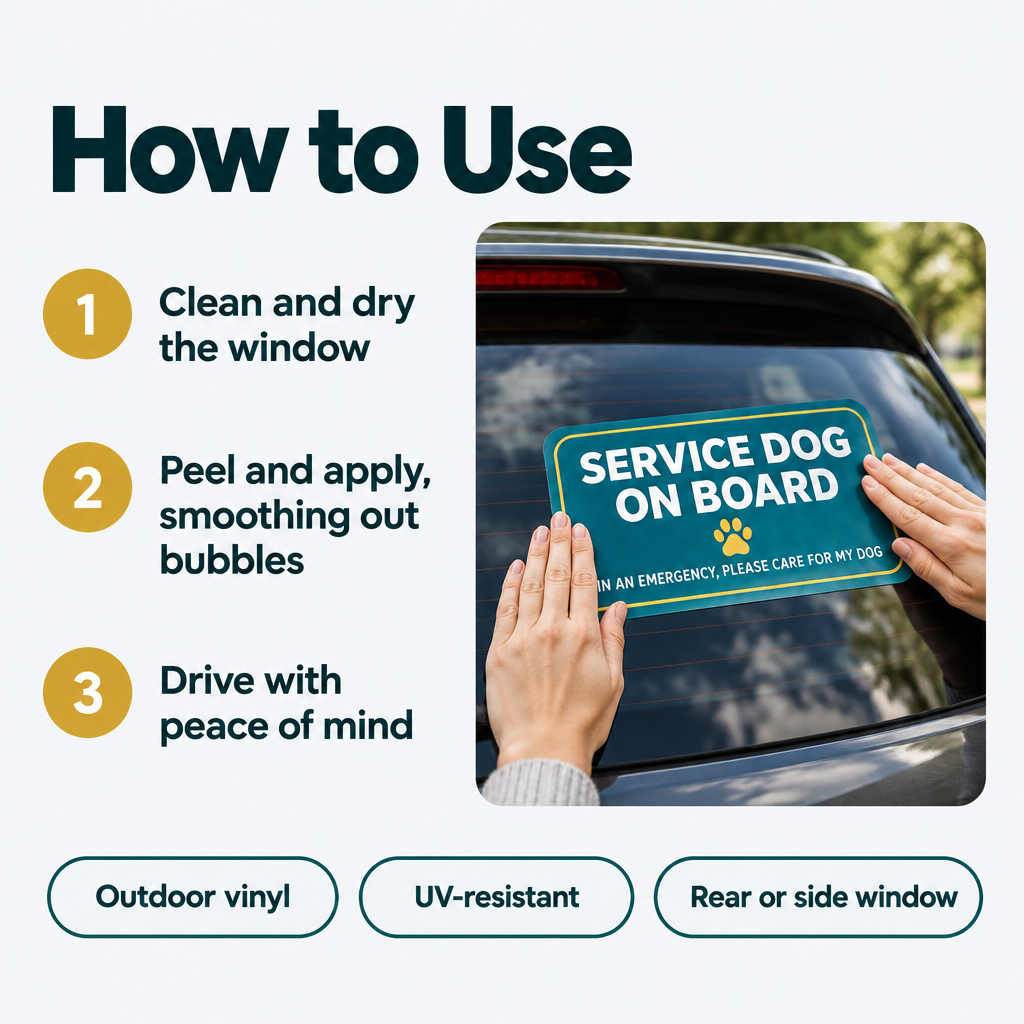 How to apply the Service Dog on Board car window decal