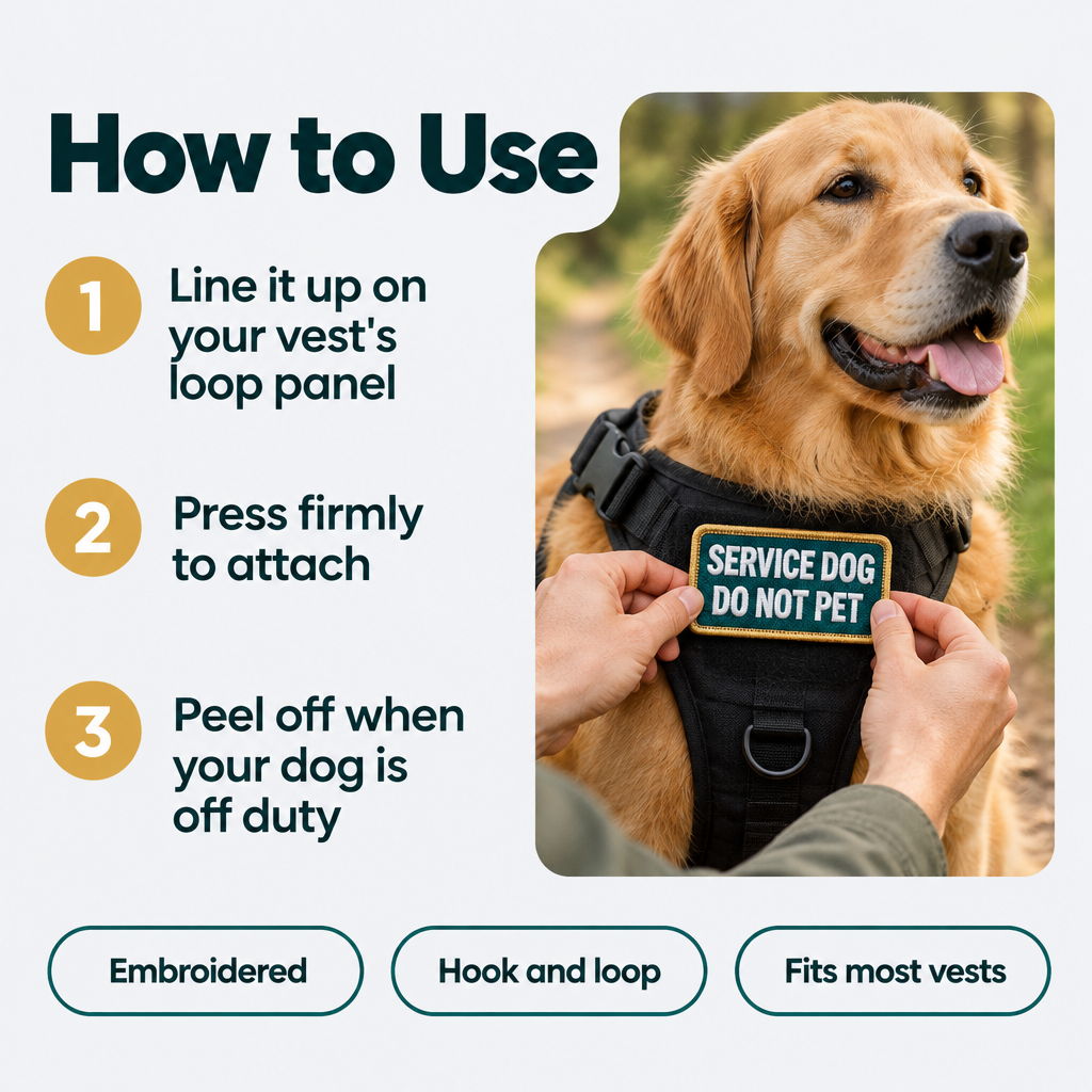How to attach the Service Dog Do Not Pet patch to a vest loop panel